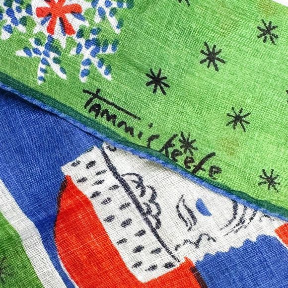 Vintage 1950’s Tammis Keefe Designed Santa Claus Christmas Handkerchief - Picture 4 of 4